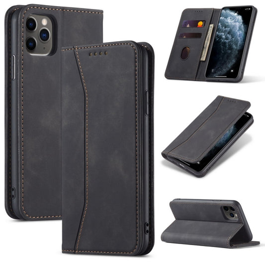 For iPhone 13 mini Skin-feel Calfskin Texture Magnetic Dual-Fold Horizontal Flip Leather Case with Holder & Card Slots & Wallet (Black) by buy2fix
