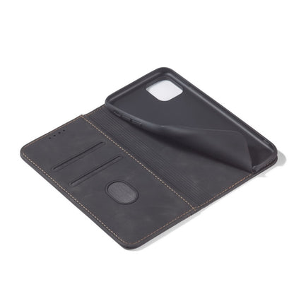 For iPhone 13 Skin-feel Calfskin Texture Magnetic Dual-Fold Horizontal Flip Leather Case with Holder & Card Slots & Wallet(Black) by buy2fix