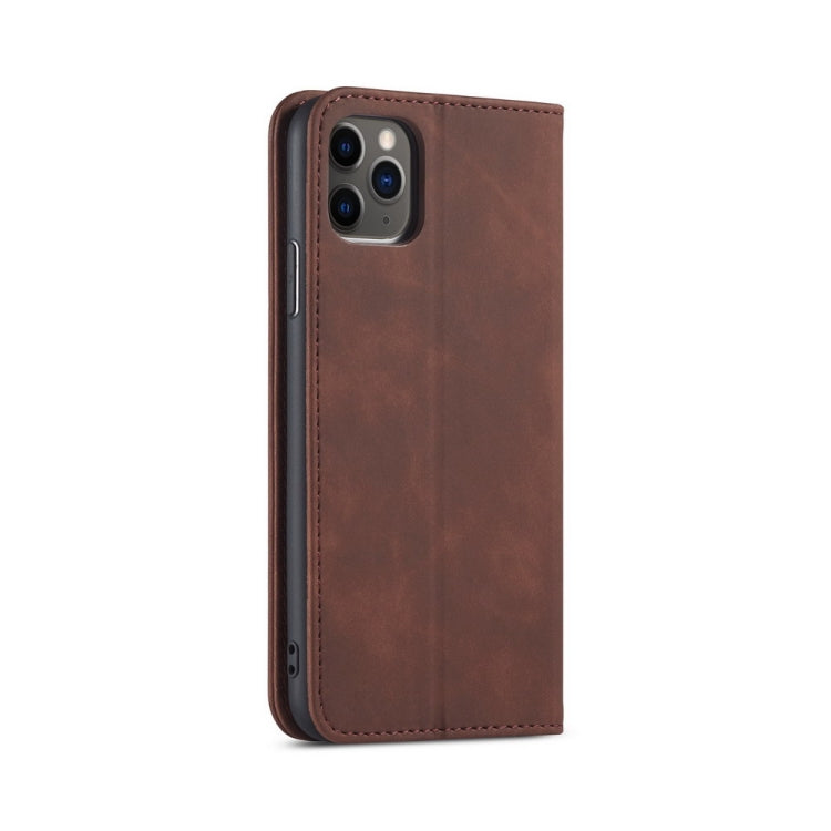 For iPhone 13 Skin-feel Calfskin Texture Magnetic Dual-Fold Horizontal Flip Leather Case with Holder & Card Slots & Wallet(Coffee) by buy2fix