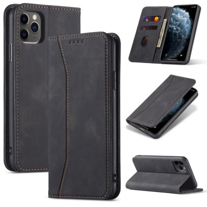 For iPhone 13 Pro Skin-feel Calfskin Texture Magnetic Dual-Fold Horizontal Flip Leather Case with Holder & Card Slots & Wallet (Black) by buy2fix