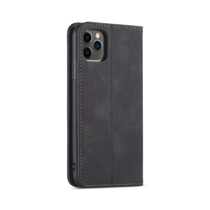 For iPhone 13 Pro Skin-feel Calfskin Texture Magnetic Dual-Fold Horizontal Flip Leather Case with Holder & Card Slots & Wallet (Black) by buy2fix