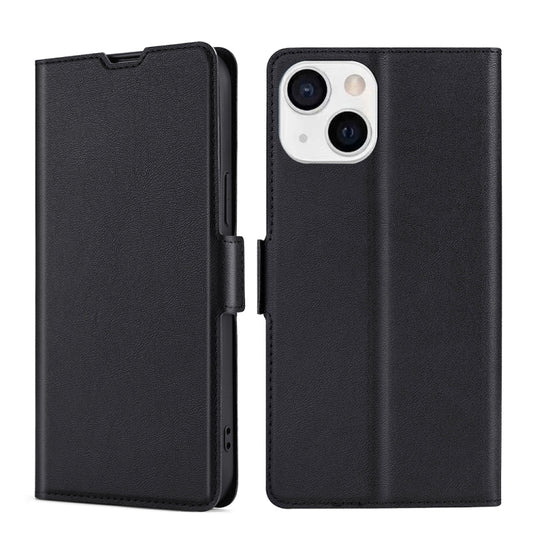 For iPhone 13 mini Ultra-thin Voltage Side Buckle PU + TPU Horizontal Flip Leather Case with Holder & Card Slot (Black) - iPhone 13 mini Cases by buy2fix | Online Shopping UK | buy2fix