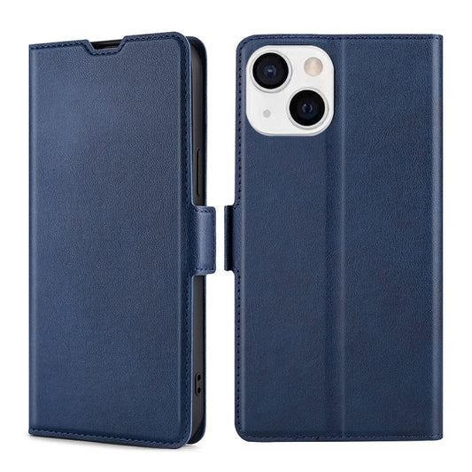 For iPhone 13 mini Ultra-thin Voltage Side Buckle PU + TPU Horizontal Flip Leather Case with Holder & Card Slot (Blue) - iPhone 13 mini Cases by buy2fix | Online Shopping UK | buy2fix