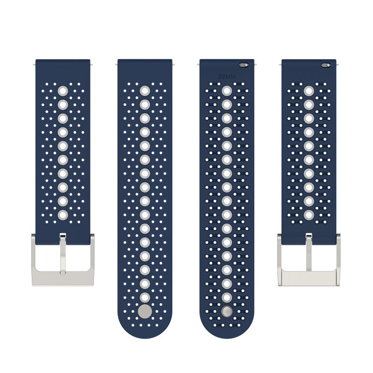 22mm Universal Colorful Hole Silicone Watch Band(Midnight Blue Grey) - Watch Bands by buy2fix | Online Shopping UK | buy2fix