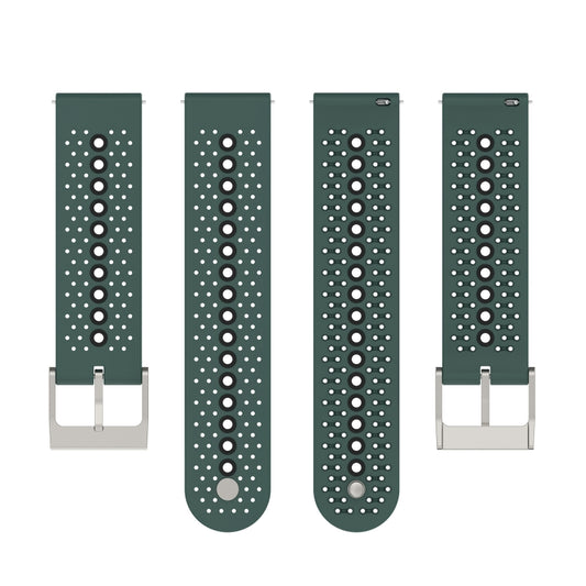 20mm Universal Colorful Hole Silicone Watch Band(Olive Green Black) by buy2fix