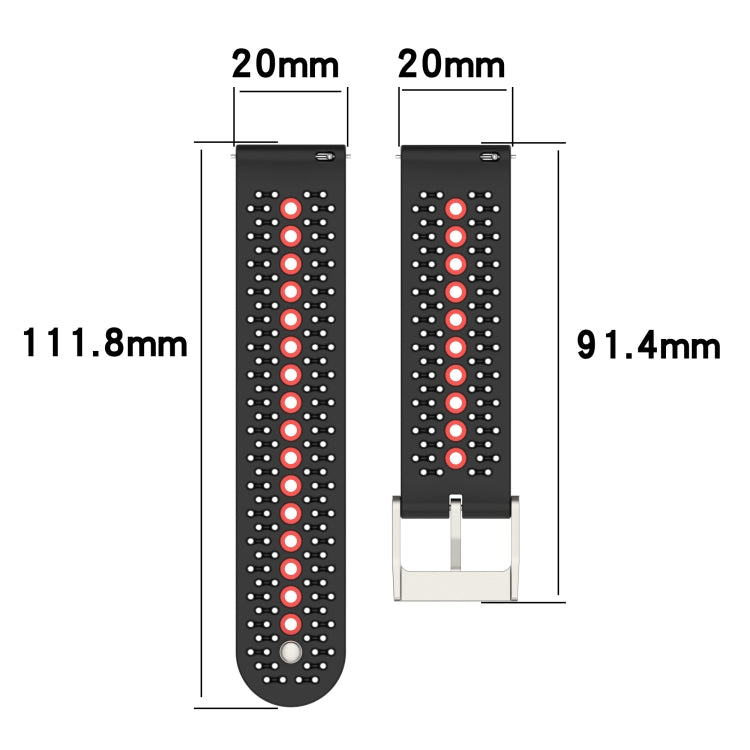 20mm Universal Colorful Hole Silicone Watch Band(Red Green) - Watch Bands by buy2fix | Online Shopping UK | buy2fix