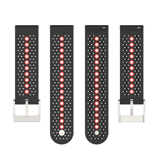 For Suunto 9 Peak Universal Colorful Hole Silicone Watch Band(Black Orange) by buy2fix