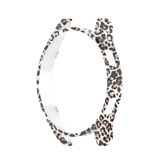 For Samsung Galaxy Watch4 44mm Half Coverage Hollowed PC Protective Case(Black Leopard Print) by buy2fix