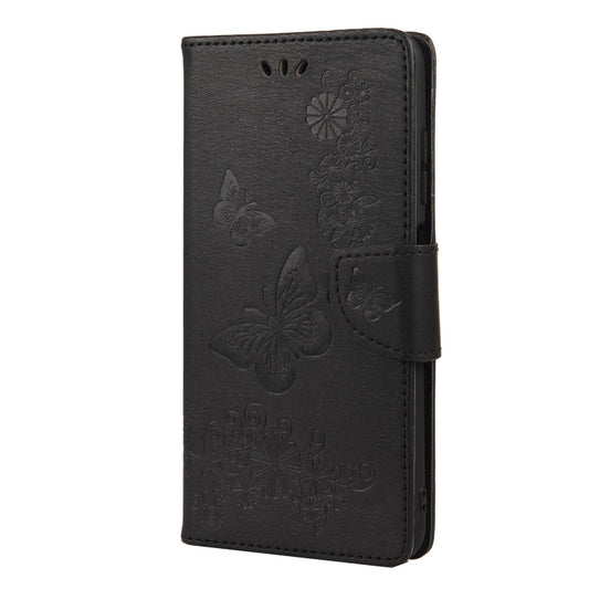Vintage Embossed Floral Butterfly Pattern Horizontal Flip Leather Case with Card Slot & Holder & Wallet & Lanyard For Xiaomi Redmi 10(Black) by buy2fix