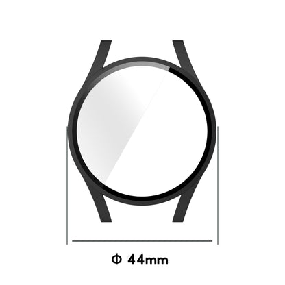 For Samsung Galaxy Watch4 44mm PC Protective Case with Tempered Glass Film(Transparent White) - Watch Cases by buy2fix | Online Shopping UK | buy2fix