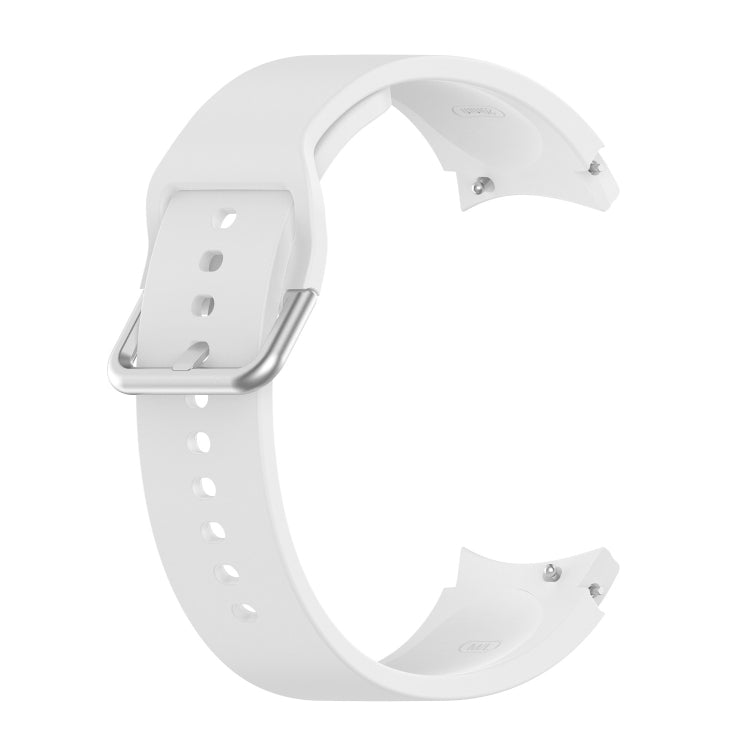 For Samung Galaxy Watch4 40mm / 44mm Silicone Silver Round Buckle Watch Band(White) - Watch Bands by buy2fix | Online Shopping UK | buy2fix