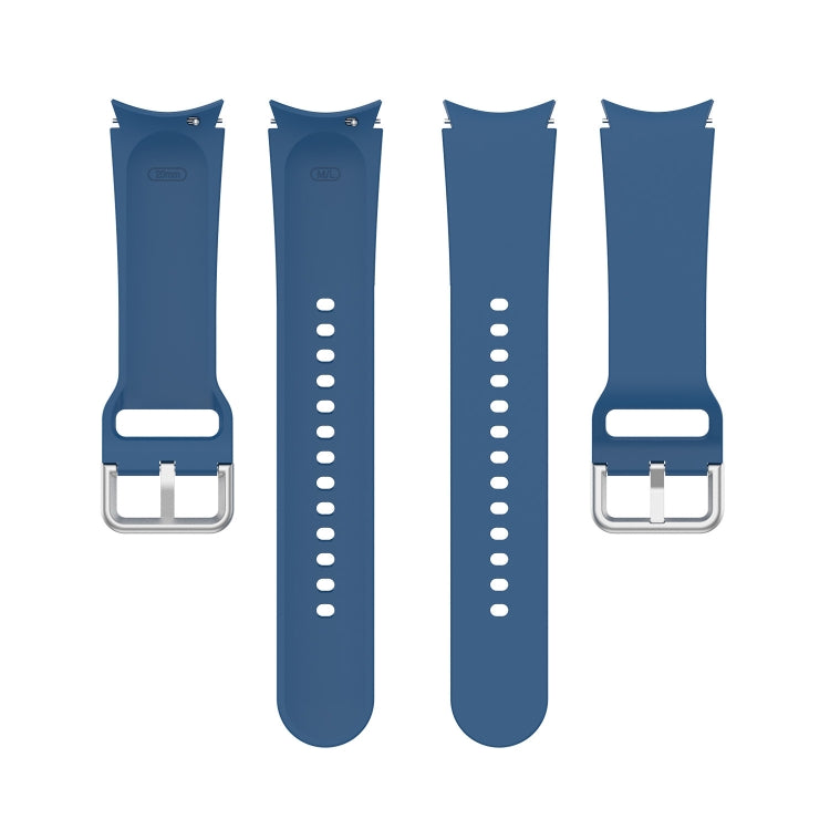 For Samung Galaxy Watch4 40mm / 44mm Silicone Silver Round Buckle Watch Band(Dark Blue) - Watch Bands by buy2fix | Online Shopping UK | buy2fix