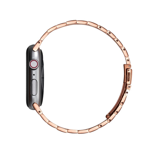 Ultra-thin Three-bead Metal Strap Watch Band For Apple Watch Series 9&8&7 41mm / SE 3&SE 2&6&SE&5&4 40mm / 3&2&1 38mm(Rose Gold) by buy2fix