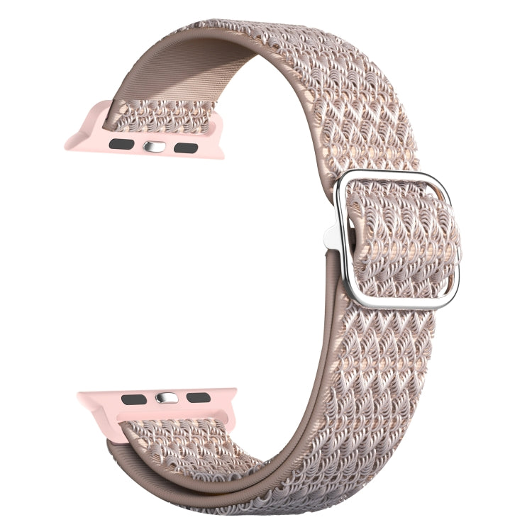 Adjustable Rhombic Texture Elastic Watch Band For Apple Watch Series 9&8&7 41mm / SE 3&SE 2&6&SE&5&4 40mm / 3&2&1 38mm(Pink) - Watch Bands by buy2fix | Online Shopping UK | buy2fix