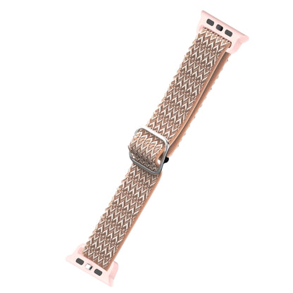 Adjustable Rhombic Texture Elastic Watch Band For Apple Watch Series 9&8&7 41mm / SE 3&SE 2&6&SE&5&4 40mm / 3&2&1 38mm(Pink) - Watch Bands by buy2fix | Online Shopping UK | buy2fix