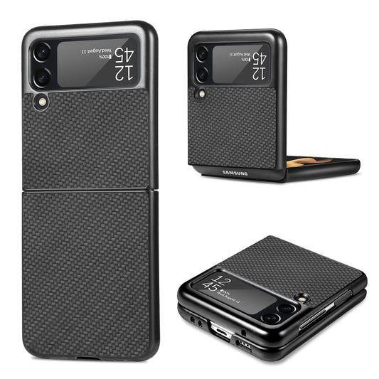 For Samsung Galaxy Z Flip3 5G Cross Pattern Slim PC Protective Case(Black) by buy2fix