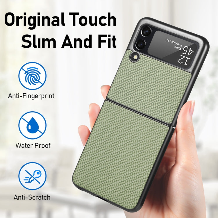 For Samsung Galaxy Z Flip3 5G Cross Pattern Slim PC Protective Case(Green) by buy2fix