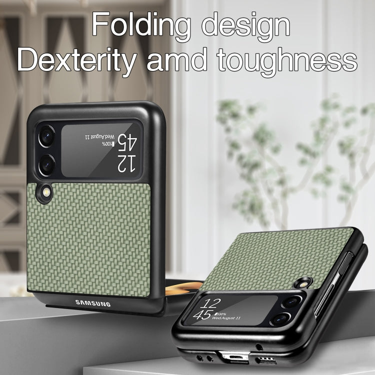 For Samsung Galaxy Z Flip3 5G Cross Pattern Slim PC Protective Case(Green) by buy2fix