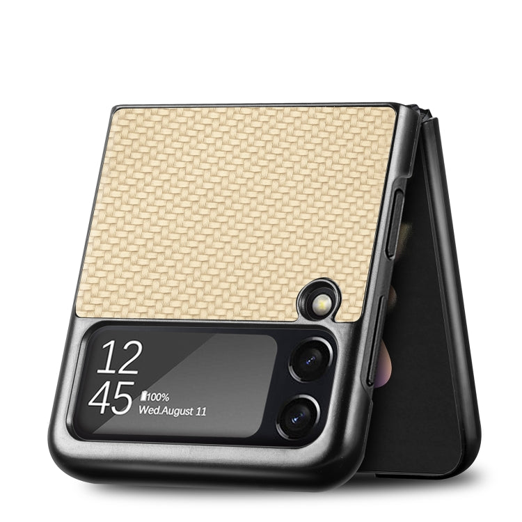 For Samsung Galaxy Z Flip3 5G Cross Pattern Slim PC Protective Case(Yellow) by buy2fix