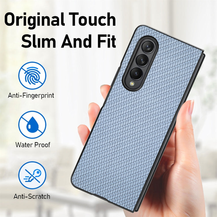For Samsung Galaxy Z Fold3 5G Cross Pattern Slim PC Protective Case(Blue) by buy2fix