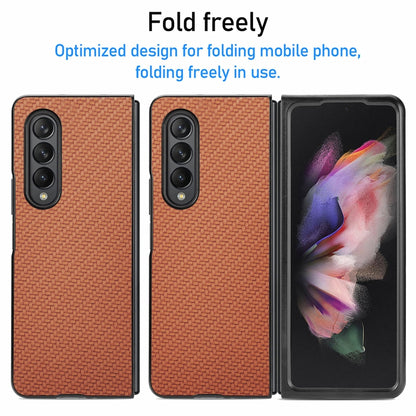 For Samsung Galaxy Z Fold3 5G Cross Pattern Slim PC Protective Case(Brown) by buy2fix
