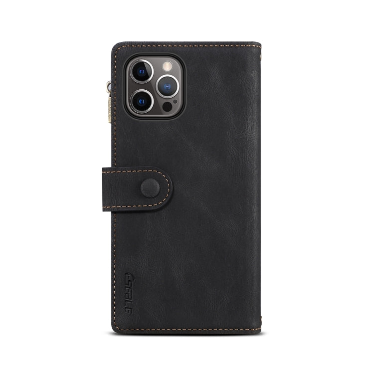 For iPhone 13 Pro Max Retro Frosted Horizontal Flip Leather Case with Holder & Card Slot & Wallet & Zipper Pocket & Lanyard (Black) - iPhone 13 Pro Max Cases by buy2fix | Online Shopping UK | buy2fix