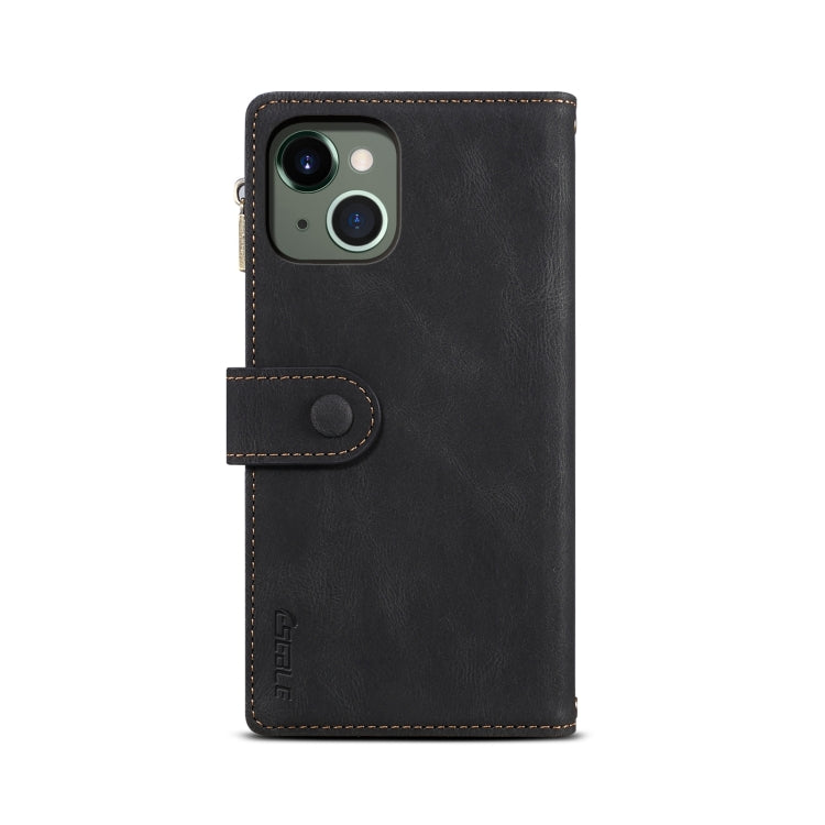 For iPhone 13 mini Retro Frosted Horizontal Flip Leather Case with Holder & Card Slot & Wallet & Zipper Pocket & Lanyard (Black) - iPhone 13 mini Cases by buy2fix | Online Shopping UK | buy2fix