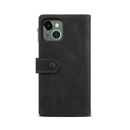 For iPhone 13 mini Retro Frosted Horizontal Flip Leather Case with Holder & Card Slot & Wallet & Zipper Pocket & Lanyard (Black) - iPhone 13 mini Cases by buy2fix | Online Shopping UK | buy2fix
