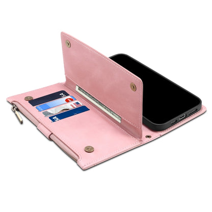 For iPhone 13 mini Retro Frosted Horizontal Flip Leather Case with Holder & Card Slot & Wallet & Zipper Pocket & Lanyard (Rose Gold) - iPhone 13 mini Cases by buy2fix | Online Shopping UK | buy2fix