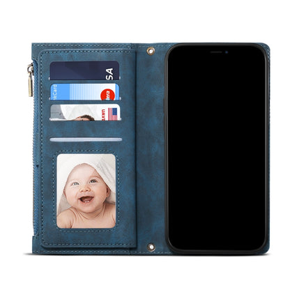 For iPhone 13 mini Retro Frosted Horizontal Flip Leather Case with Holder & Card Slot & Wallet & Zipper Pocket & Lanyard (Deep Green) - iPhone 13 mini Cases by buy2fix | Online Shopping UK | buy2fix