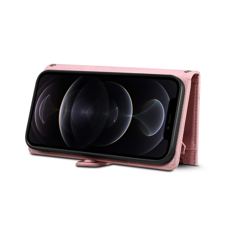 For iPhone 12 Retro Frosted Horizontal Flip Leather Case with Holder & Card Slot & Wallet & Zipper Pocket & Lanyard(Rose Gold) - iPhone 12 / 12 Pro Cases by buy2fix | Online Shopping UK | buy2fix