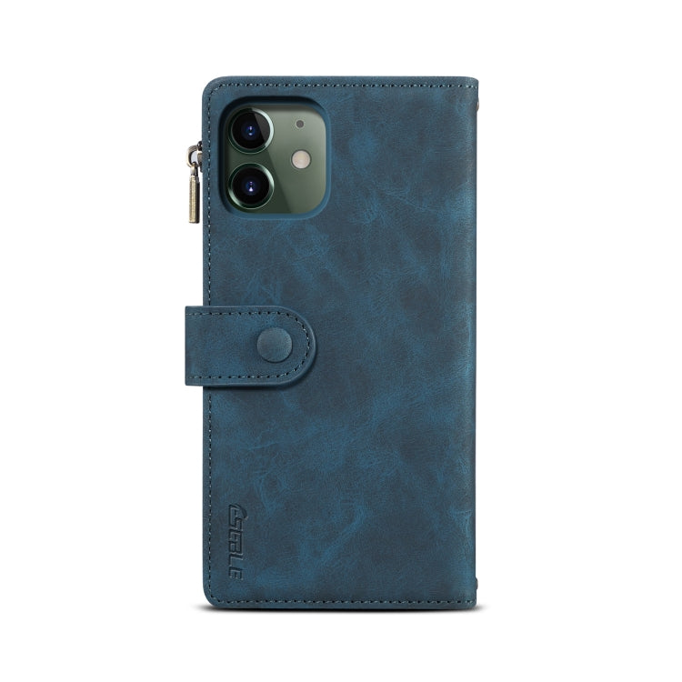 For iPhone 12 Retro Frosted Horizontal Flip Leather Case with Holder & Card Slot & Wallet & Zipper Pocket & Lanyard(Deep Green) - iPhone 12 / 12 Pro Cases by buy2fix | Online Shopping UK | buy2fix