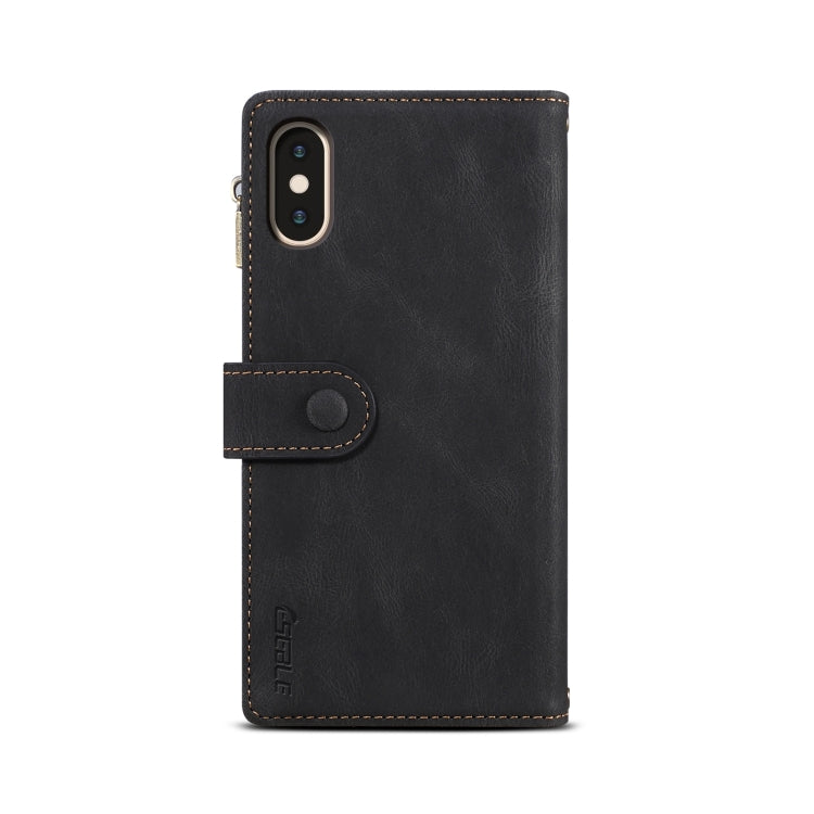 For iPhone X / XS Retro Frosted Horizontal Flip Leather Case with Holder & Card Slot & Wallet & Zipper Pocket & Lanyard(Black) - More iPhone Cases by buy2fix | Online Shopping UK | buy2fix