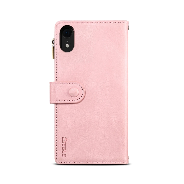 For iPhone XR Retro Frosted Horizontal Flip Leather Case with Holder & Card Slot & Wallet & Zipper Pocket & Lanyard(Rose Gold) by buy2fix