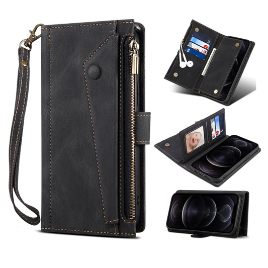 For iPhone XS Max Retro Frosted Horizontal Flip Leather Case with Holder & Card Slot & Wallet & Zipper Pocket & Lanyard(Black) - More iPhone Cases by buy2fix | Online Shopping UK | buy2fix