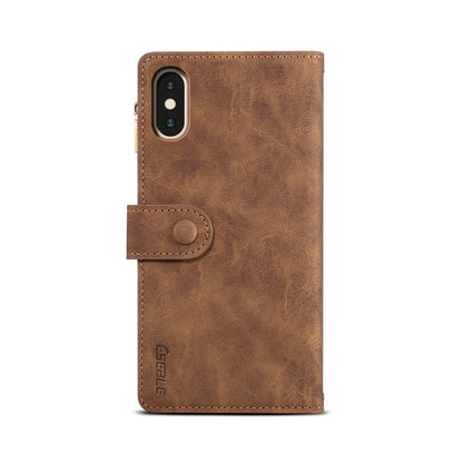 For iPhone XS Max Retro Frosted Horizontal Flip Leather Case with Holder & Card Slot & Wallet & Zipper Pocket & Lanyard(Brown) by buy2fix