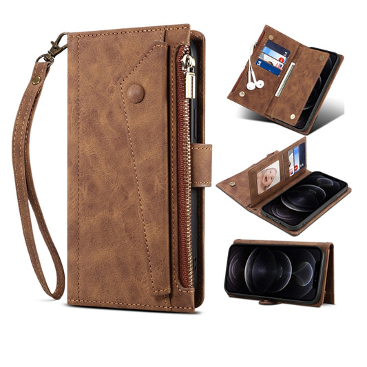 For iPhone SE 2022 / SE 2020 / 8 / 7 Retro Frosted Horizontal Flip Leather Case with Holder & Card Slot & Wallet & Zipper Pocket & Lanyard(Brown) - iPhone SE 2022 / 2020 / 8 / 7 Cases by buy2fix | Online Shopping UK | buy2fix
