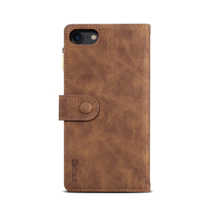 For iPhone SE 2022 / SE 2020 / 8 / 7 Retro Frosted Horizontal Flip Leather Case with Holder & Card Slot & Wallet & Zipper Pocket & Lanyard(Brown) - iPhone SE 2022 / 2020 / 8 / 7 Cases by buy2fix | Online Shopping UK | buy2fix