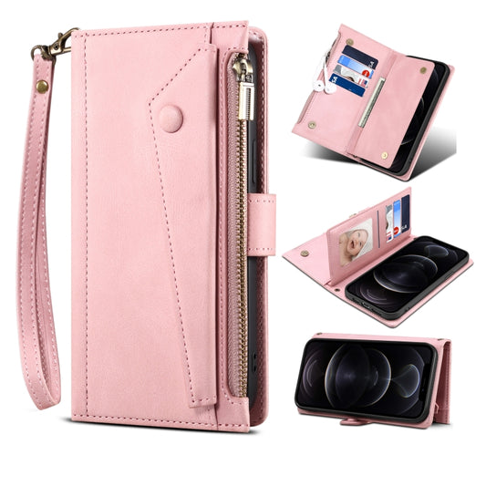 For iPhone SE 2022 / SE 2020 / 8 / 7 Retro Frosted Horizontal Flip Leather Case with Holder & Card Slot & Wallet & Zipper Pocket & Lanyard(Rose Gold) - iPhone SE 2022 / 2020 / 8 / 7 Cases by buy2fix | Online Shopping UK | buy2fix
