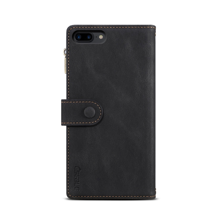 Retro Frosted Horizontal Flip Leather Case with Holder & Card Slot & Wallet & Zipper Pocket & Lanyard For iPhone 8 Plus & 7 Plus(Black) - More iPhone Cases by buy2fix | Online Shopping UK | buy2fix