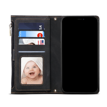Retro Frosted Horizontal Flip Leather Case with Holder & Card Slot & Wallet & Zipper Pocket & Lanyard For iPhone 8 Plus & 7 Plus(Black) - More iPhone Cases by buy2fix | Online Shopping UK | buy2fix