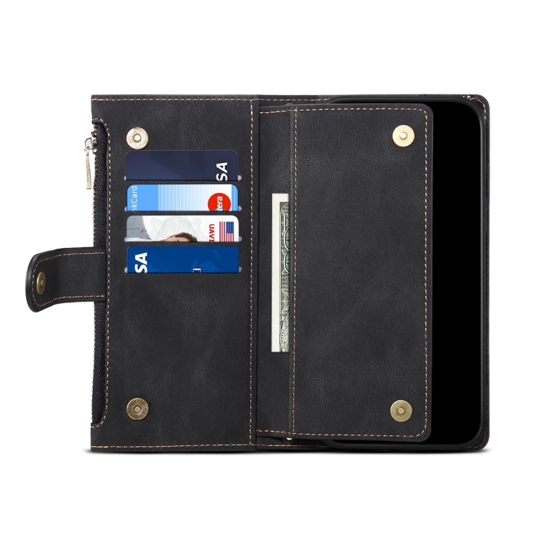 Retro Frosted Horizontal Flip Leather Case with Holder & Card Slot & Wallet & Zipper Pocket & Lanyard For iPhone 8 Plus & 7 Plus(Black) - More iPhone Cases by buy2fix | Online Shopping UK | buy2fix