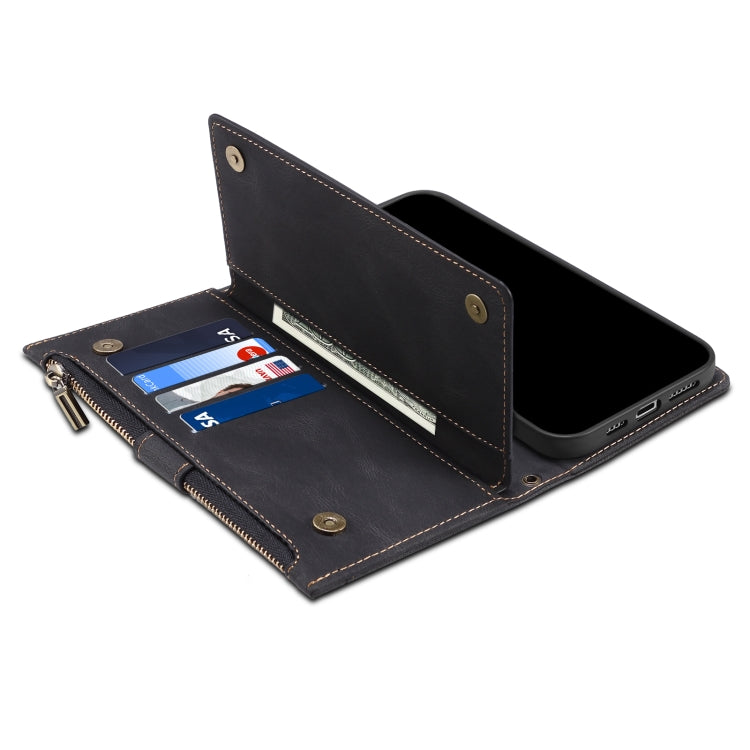 Retro Frosted Horizontal Flip Leather Case with Holder & Card Slot & Wallet & Zipper Pocket & Lanyard For iPhone 8 Plus & 7 Plus(Black) - More iPhone Cases by buy2fix | Online Shopping UK | buy2fix