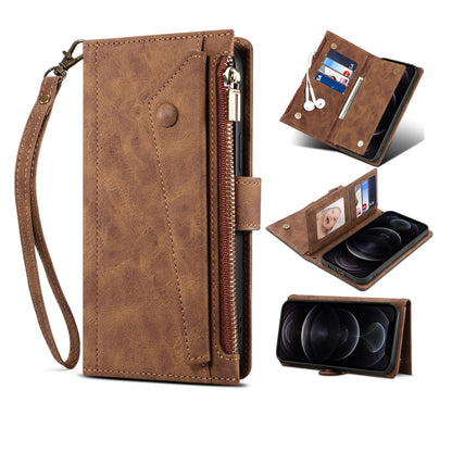 Retro Frosted Horizontal Flip Leather Case with Holder & Card Slot & Wallet & Zipper Pocket & Lanyard For iPhone 8 Plus & 7 Plus(Brown) - More iPhone Cases by buy2fix | Online Shopping UK | buy2fix