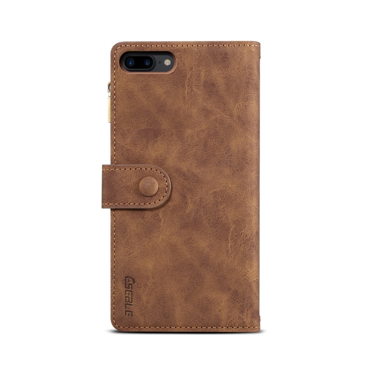 Retro Frosted Horizontal Flip Leather Case with Holder & Card Slot & Wallet & Zipper Pocket & Lanyard For iPhone 8 Plus & 7 Plus(Brown) - More iPhone Cases by buy2fix | Online Shopping UK | buy2fix