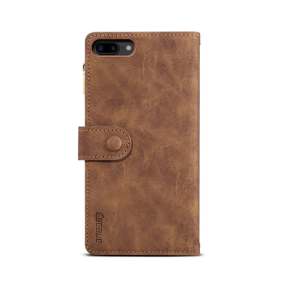Retro Frosted Horizontal Flip Leather Case with Holder & Card Slot & Wallet & Zipper Pocket & Lanyard For iPhone 8 Plus & 7 Plus(Brown) - More iPhone Cases by buy2fix | Online Shopping UK | buy2fix