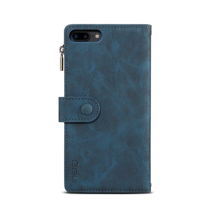 Retro Frosted Horizontal Flip Leather Case with Holder & Card Slot & Wallet & Zipper Pocket & Lanyard For iPhone 8 Plus & 7 Plus(Deep Green) - More iPhone Cases by buy2fix | Online Shopping UK | buy2fix