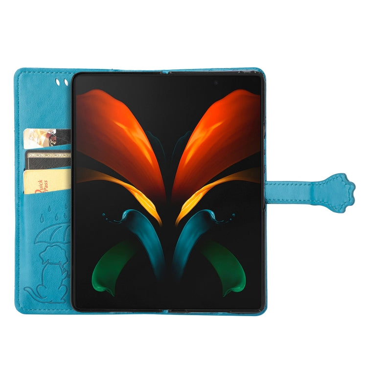 For Samsung Galaxy Z Fold3 5G Lovely Cat and Dog Embossing Pattern Horizontal Flip Leather Case , with Holder & Card Slots & Wallet(Blue) by buy2fix