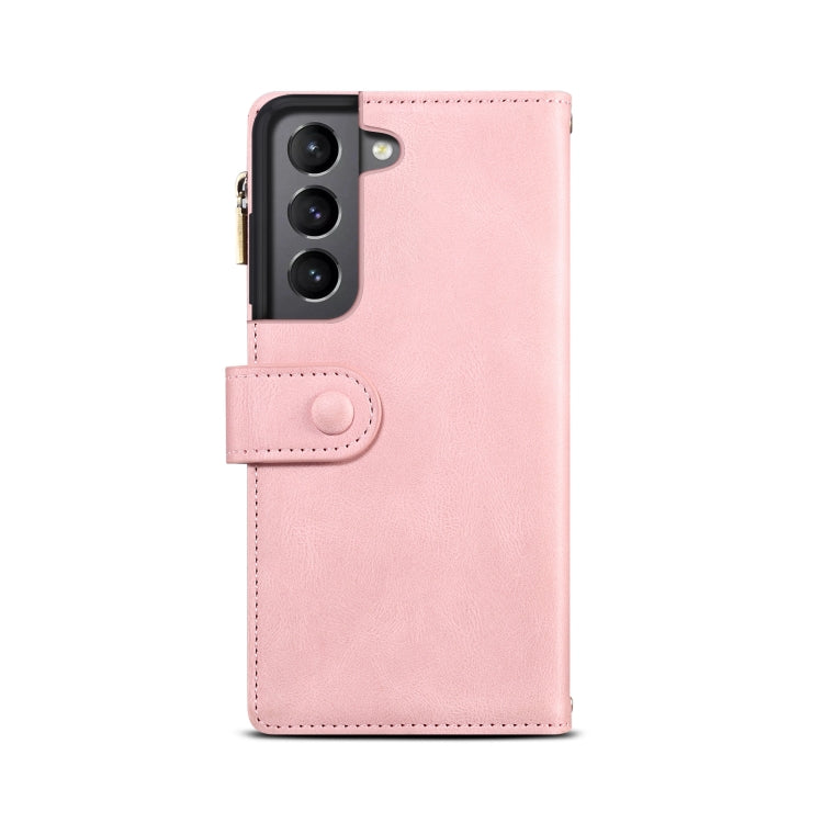 For Samsung Galaxy S21 5G Retro Frosted Horizontal Flip Leather Case with Holder & Card Slot & Wallet & Zipper Pocket & Lanyard(Rose Gold) - Galaxy S21 5G Cases by buy2fix | Online Shopping UK | buy2fix