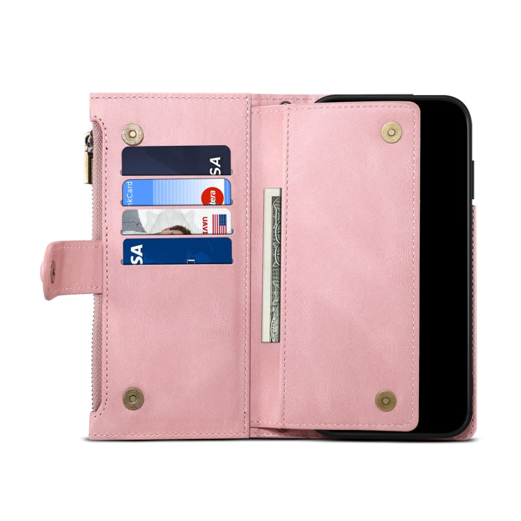 For Samsung Galaxy S21 5G Retro Frosted Horizontal Flip Leather Case with Holder & Card Slot & Wallet & Zipper Pocket & Lanyard(Rose Gold) - Galaxy S21 5G Cases by buy2fix | Online Shopping UK | buy2fix